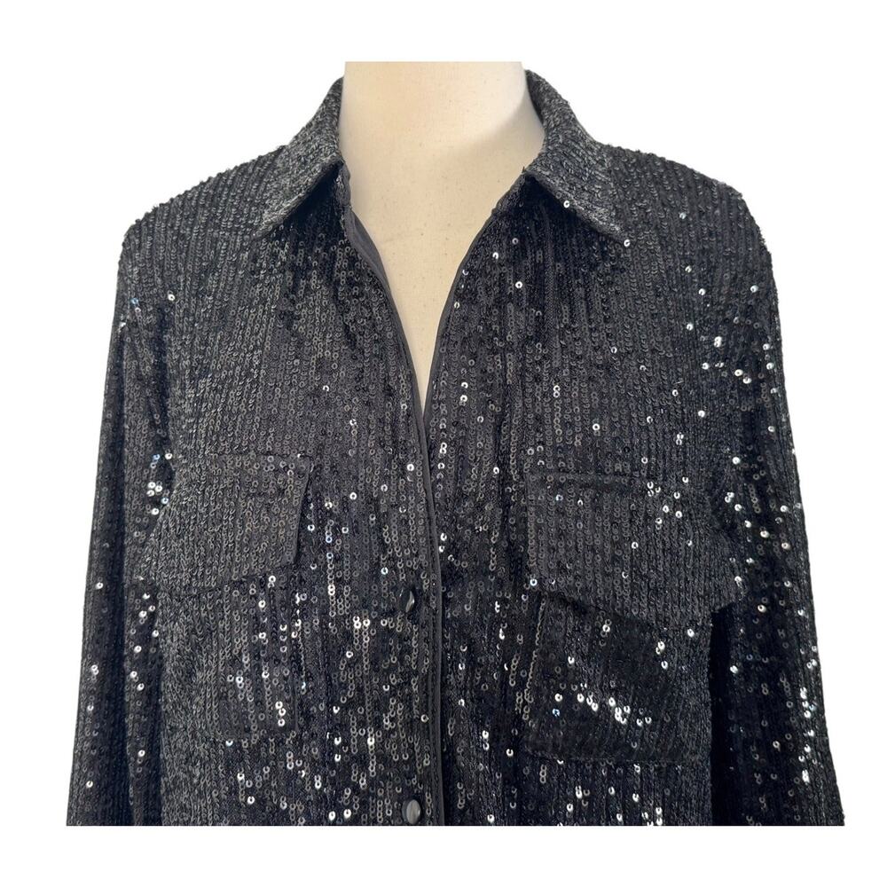 Guess Sequin Button Up Collared Boyfriend Holiday… - image 4
